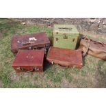 A collection of vintage luggage, to include leather Gladstone bag, a leather suitcase bearing Allen,