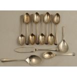 A set of eight silver coffee spoons, engraved with initials, Sheffield 1915, weight 3oz, together