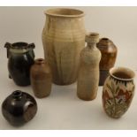 Seven assorted pieces of Studio Pottery, some signed.
