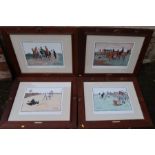 Lionel Edwards, a set of four coloured artist proof prints, The Cuetown Hunt, hunting scenes,
