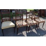 A set of eight 19th century style dining chairs, (6 + 2), six with tapestry seats and two