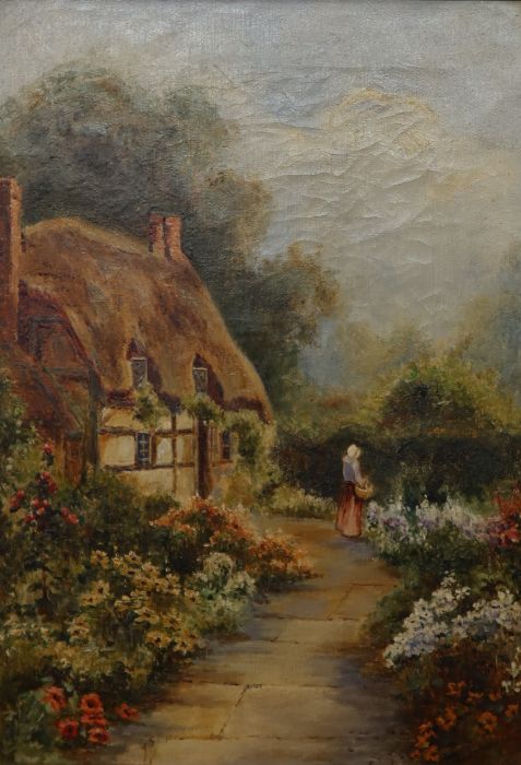 Eva Maryon, pair of oil on canvas, Cornish Cottage and Devonshire Home, 13.5ins x 9.5ins - Image 4 of 5