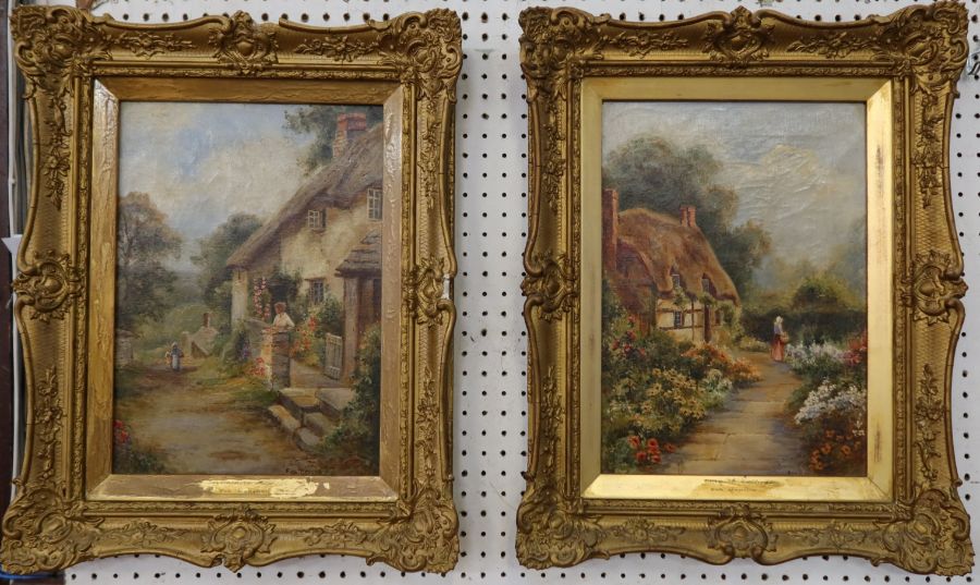 Eva Maryon, pair of oil on canvas, Cornish Cottage and Devonshire Home, 13.5ins x 9.5ins