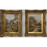 Eva Maryon, pair of oil on canvas, Cornish Cottage and Devonshire Home, 13.5ins x 9.5ins