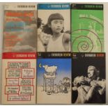 Six volumes of "The Evergreen Review- Vol 2, No 8, Spring 1959; Vol 3, No 9, Summer 1959; Vol 4,