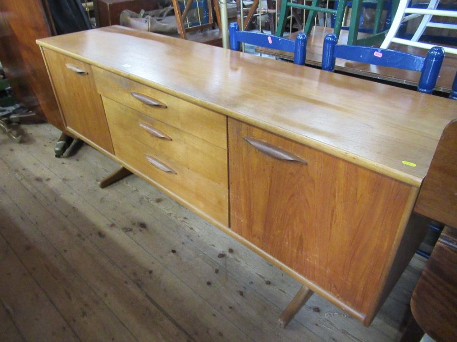 A 1970s style sideboard, width 72ins, depth 18.5ins, height 31ins