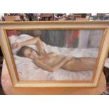 A pastel, ' Reclining Nude', monogrammed R.H.B, 18ins x 26ins