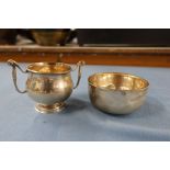 A hallmarked silver two handled cup, together with a hallmarked silver bowl, weight 5oz