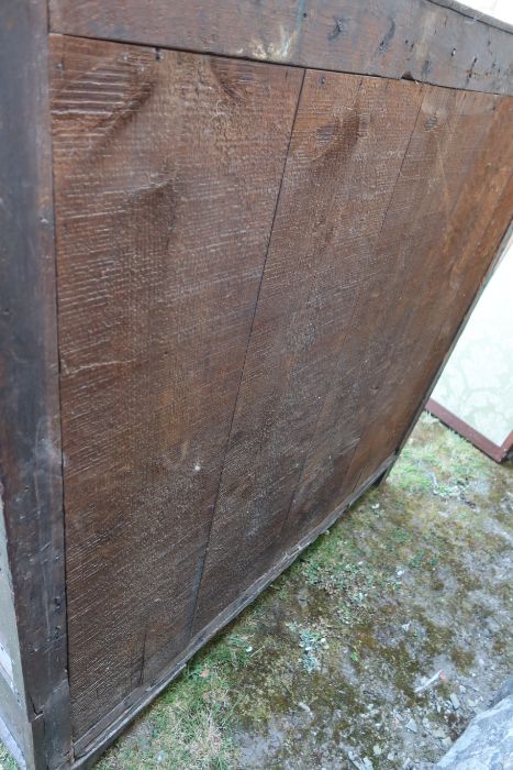 An antique oak court cupboard, fitted with two cupboards to the upper section, and a central - Image 5 of 5