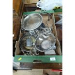 A box of silver plate etc