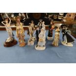 A collection of porcelain figures, some Albany Fine China