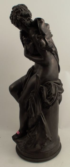 After Carrier-Belleuse, a bronzed resin model of a classical female clutching two birds, height - Image 2 of 4