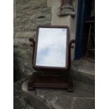 A Victorian mahogany swing frame toilet mirror, 39ins x 9.5ins