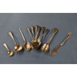 A set of six hallmarked sliver ice cream spoons, together with other flatware, total weight 4oz