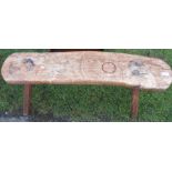 A primitive style bench, width 38ins, height 16ins