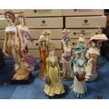 Nine Albany Fine China figures, from the Edwardian Ladies Series, modelled by Ruth Van Ruyckevelt,