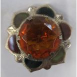 A Scottish silver agate set brooch, marked Sterling Silver