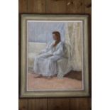 Joan Petch, oil on board, Girl in Nightdress, 19ins x 15ins