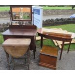 A collection of furniture to include dressing table, D end table, box commode etc
