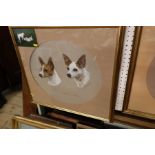 Mary Browning, three pastels, portraits of terrier dogs
