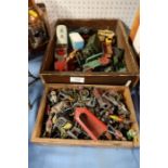 A collection of toy cars and painted lead models, including brittains examples