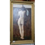 Hyde, oil on board, full length standing nude from the back, 33.5ins x 17ins