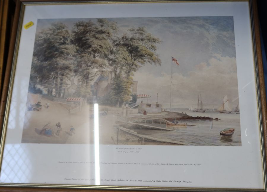 A limited edition colour print, The Royal Yacht Squadron 1852, together with K W Burton print - Bild 3 aus 4