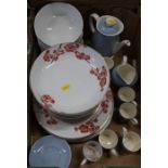 A box of Wedgewood tea ware set and Biba cherry blossom design dinnerware