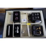 A Gents dressing table box, together with cufflinks and another box