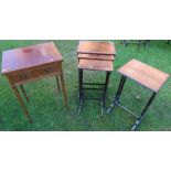 A nest of three 19th century rosewood tables, together with another table and a side table fitted