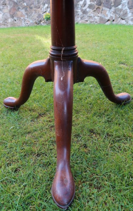 A 19th century mahogany three tier dumb waiter, raised on a tripod base, height 43ins, diameter of - Image 3 of 3