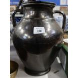 A black two handled vase, af