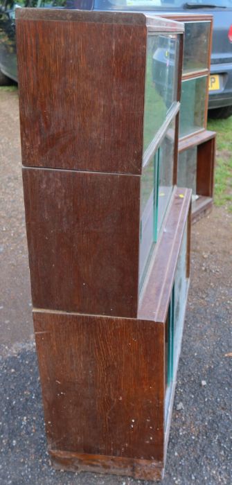 Two oak bookcases, with glazed sliding fronts, 35ins x 11.5ins, height 43ins - Image 2 of 2