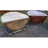 A mahogany drop leaf table, together with an oak gateleg table