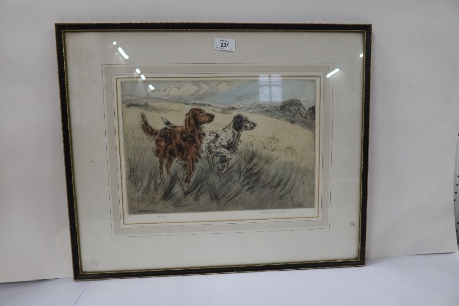 Henry Wilkinson, five limited edition colour engravings, hunting dogs and game in landscape