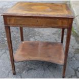 A 19th century mahogany rectangular table, fitted with a drawer and two slides, with undershelf,