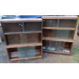 Two oak bookcases, with glazed sliding fronts, 35ins x 11.5ins, height 43ins