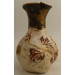 A Harrachov gilt and enamelled milk glass vase decorated with foliage and insects, various numbers