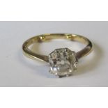 An 18ct solitaire diamond ring, claw set cushion cut diamond, of approximately 1.00ct, 2.8g