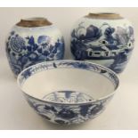 A collection of 19th century Chinese porcelain, to include 2 blue and white ginger jars and a 19th