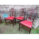 3 mahogany shield back dining chairs and another