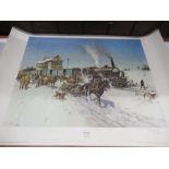 Terence Cuneo, Sleigh Post, Russia (1919), signed print