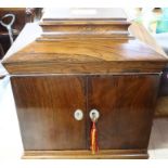 A 19th century rosewood table top cabinet, with inlaid mother of pearl decoration, the hinged top
