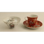 A Chinese wu shuang pu bowl, together with a cup and saucer - The bowl has a small chip to the