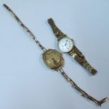 A 9ct gold cased Lady's Nivada wrist watch, with 9ct gold link bracelet, together with a 9ct gold