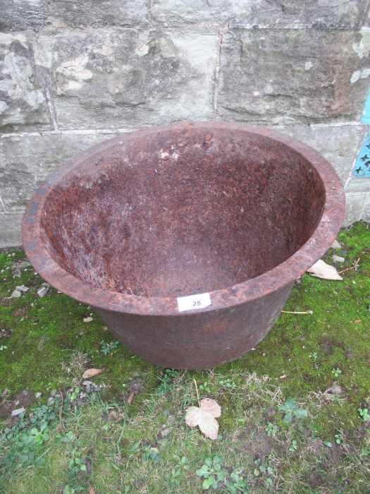 A metal cauldron, with 21ins