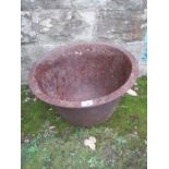 A metal cauldron, with 21ins