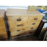 A pine chest of drawers, width 37.5ins, together with a modern example, width 29.5ins