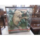 Rowland Ward & Co, A Victorian taxidermy model, of a Leopard in naturalistic setting, the glazed