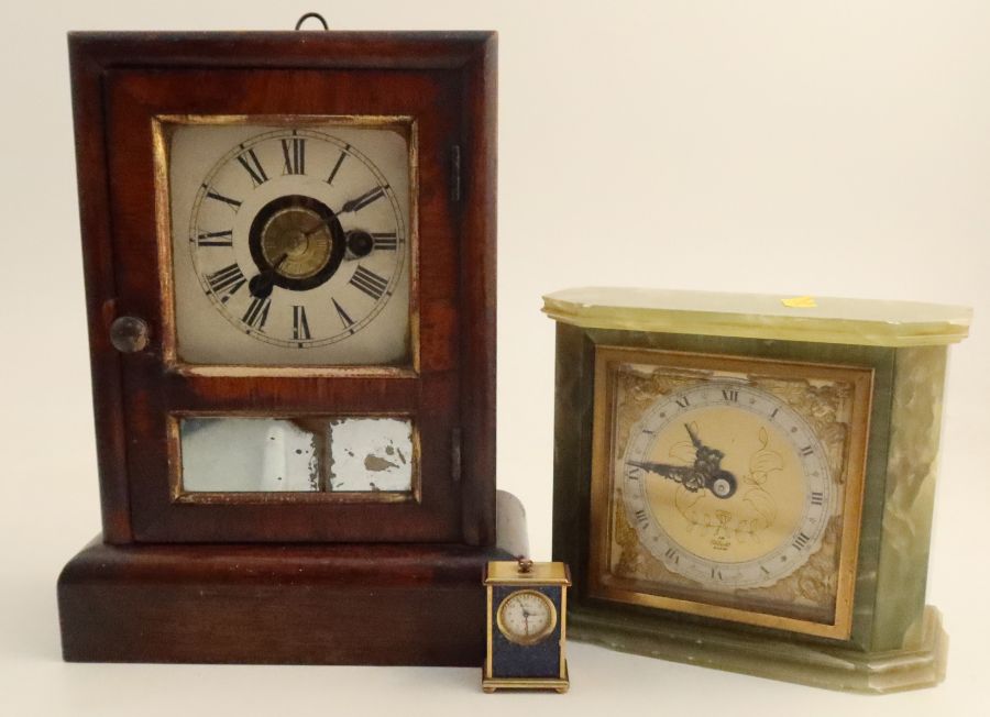 A Seth Thomas Thomaston Connecticut mantel clock, of rectangular form, height 9.5ins, together